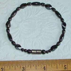 Black Hematite Magnetic Beaded BRACELET, 8.5" Long, Men/Women Magnet Therapy B42